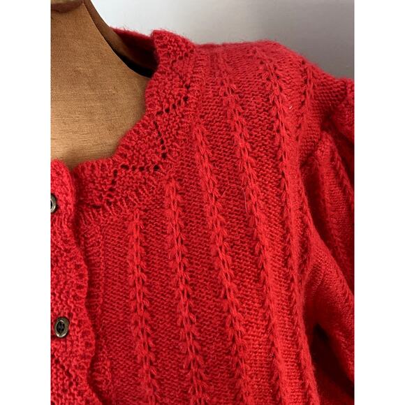 Sundance Sz L Alpine Kiss Cardigan Sweater Red Boho Cozy Grandma Christmas Soft - Picture 6 of 12